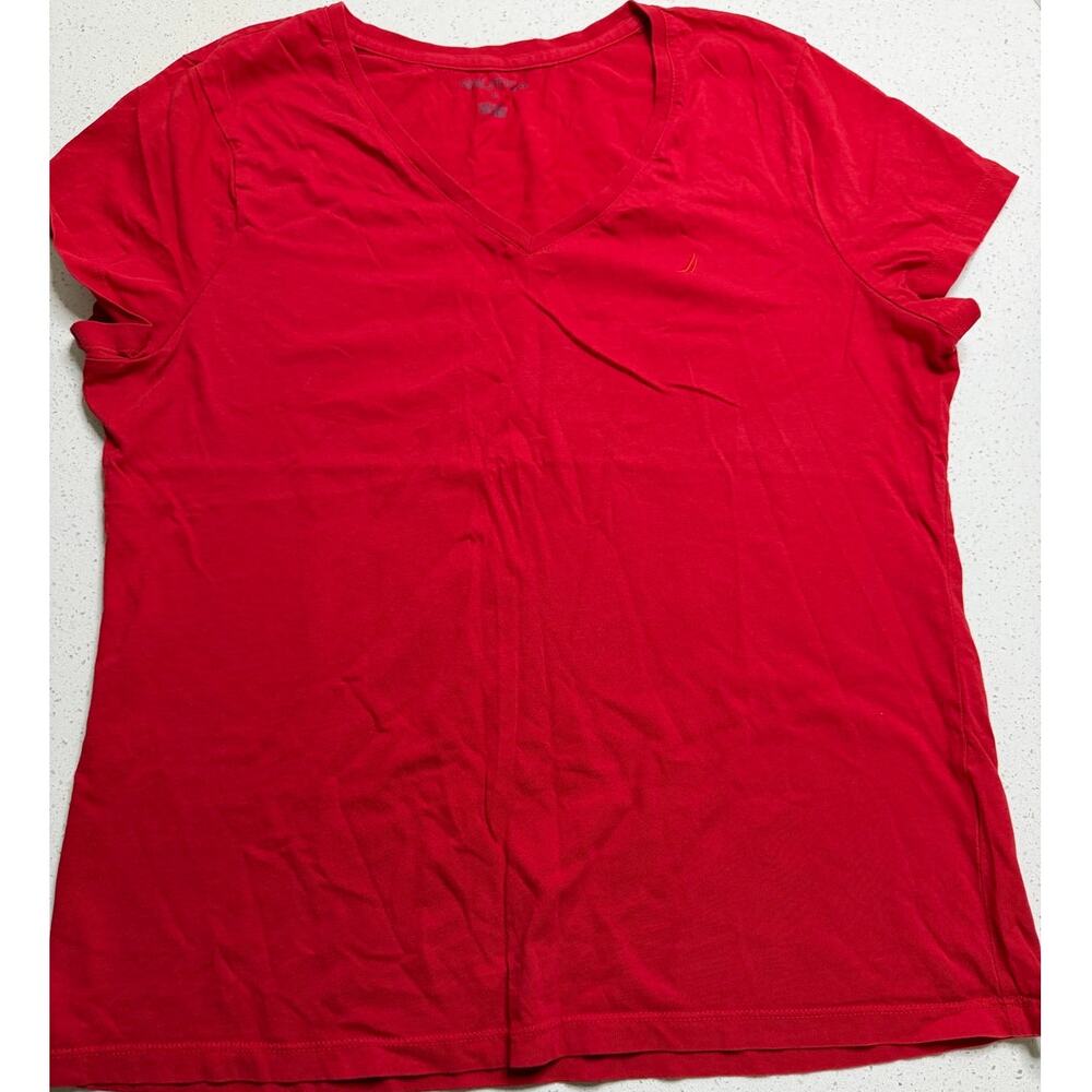 NAUTICA Red T-Shirt Women's Size Large 100% Cotton
